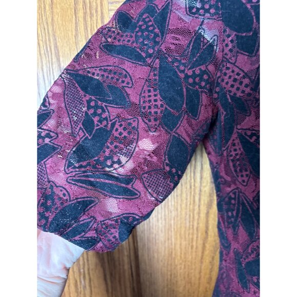 Maeve ANTHROPOLOGIE Women’s Elorn Burgundy Black Lace Ruched Dress Size 6 Goth - Picture 3 of 15